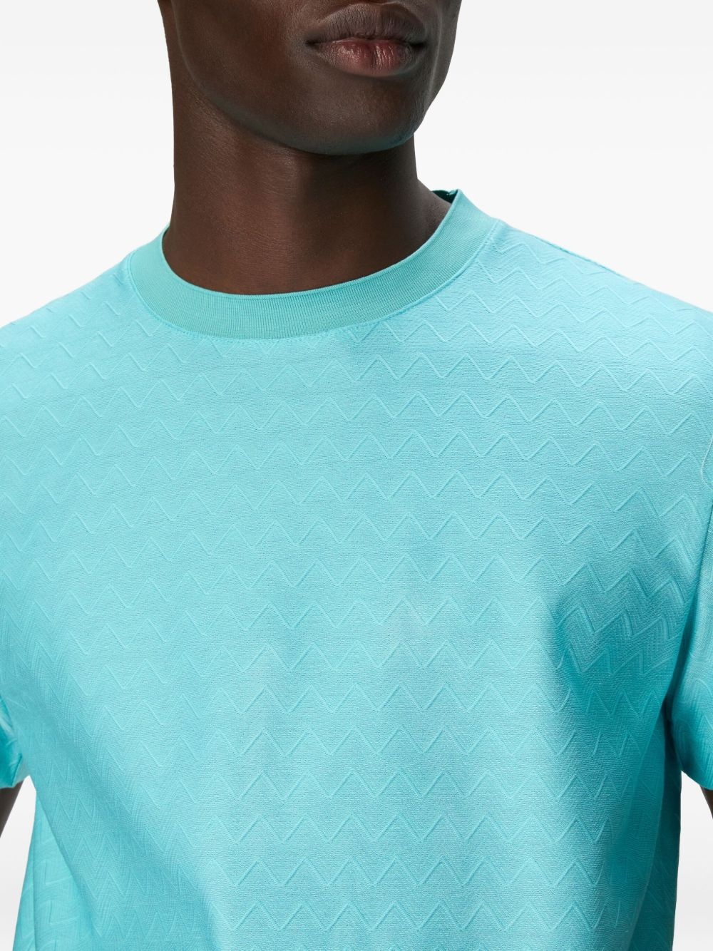 tonal-zigzag cotton T-shirt - 4