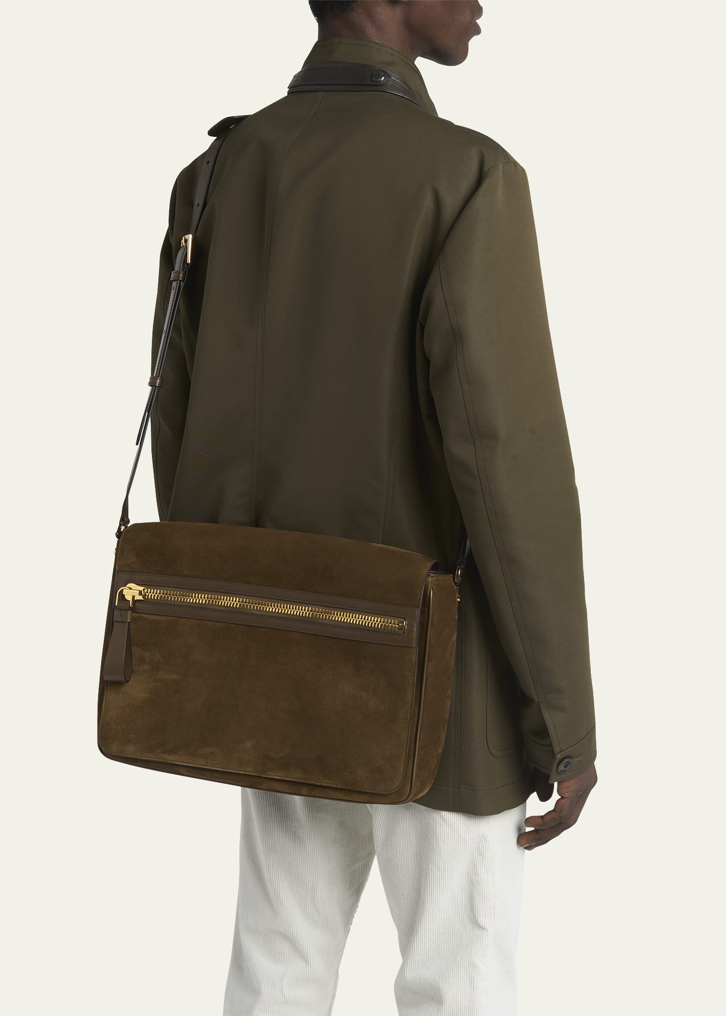 Men's Buckley Suede Large Flap Messenger Bag - 2
