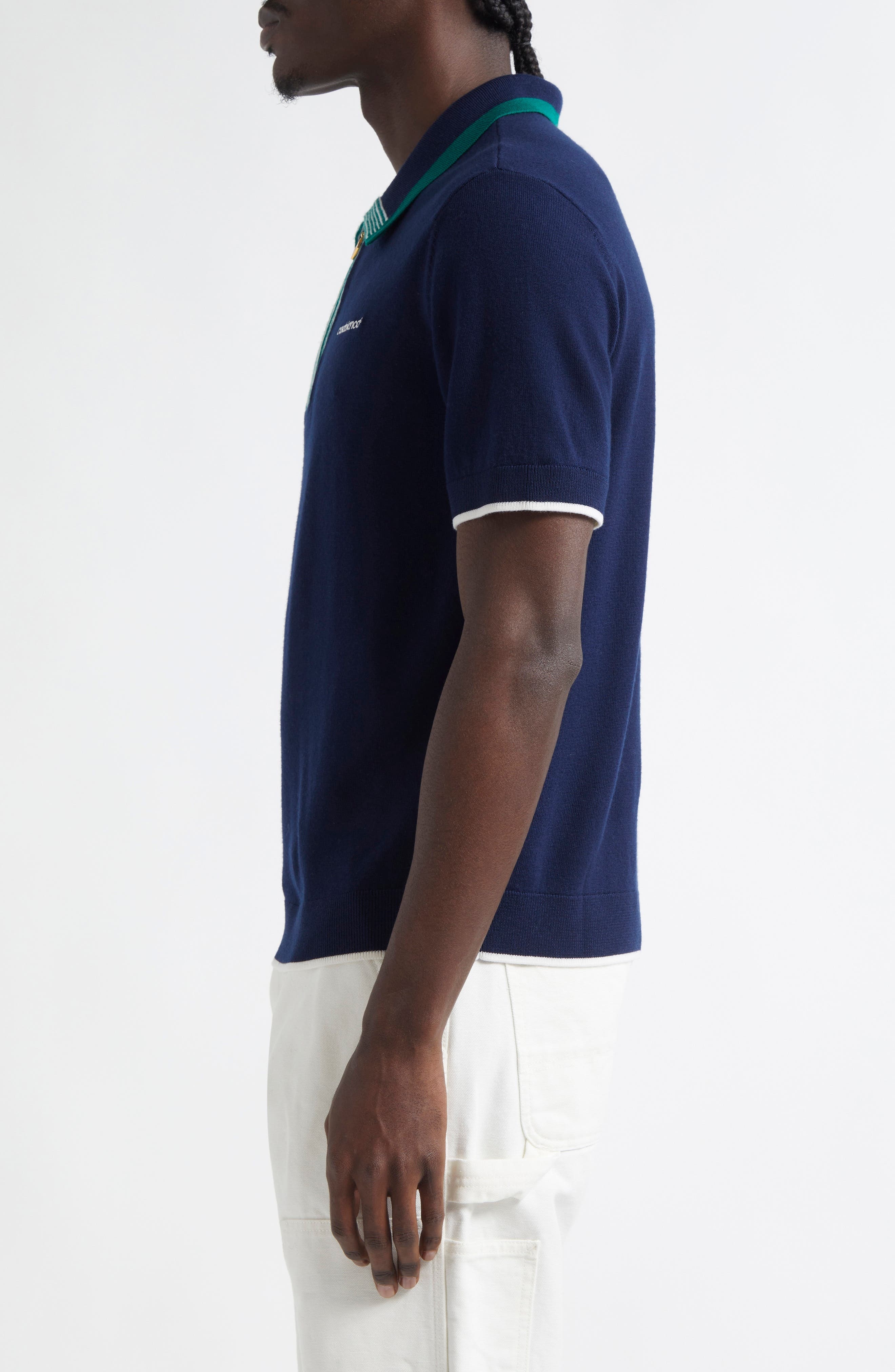 Casablanca Merino Wool Tennis Polo in Navy at Nordstrom - 3