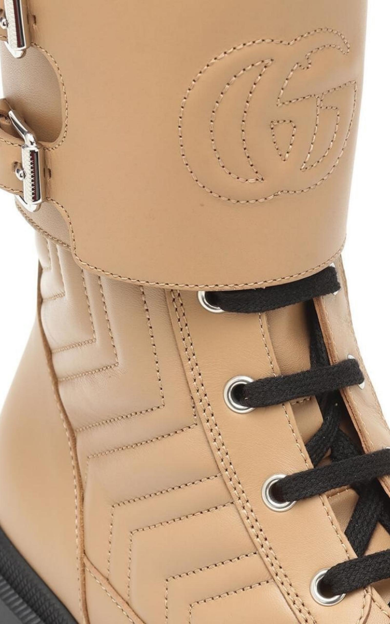 Frances Leather Combat Boots - 4