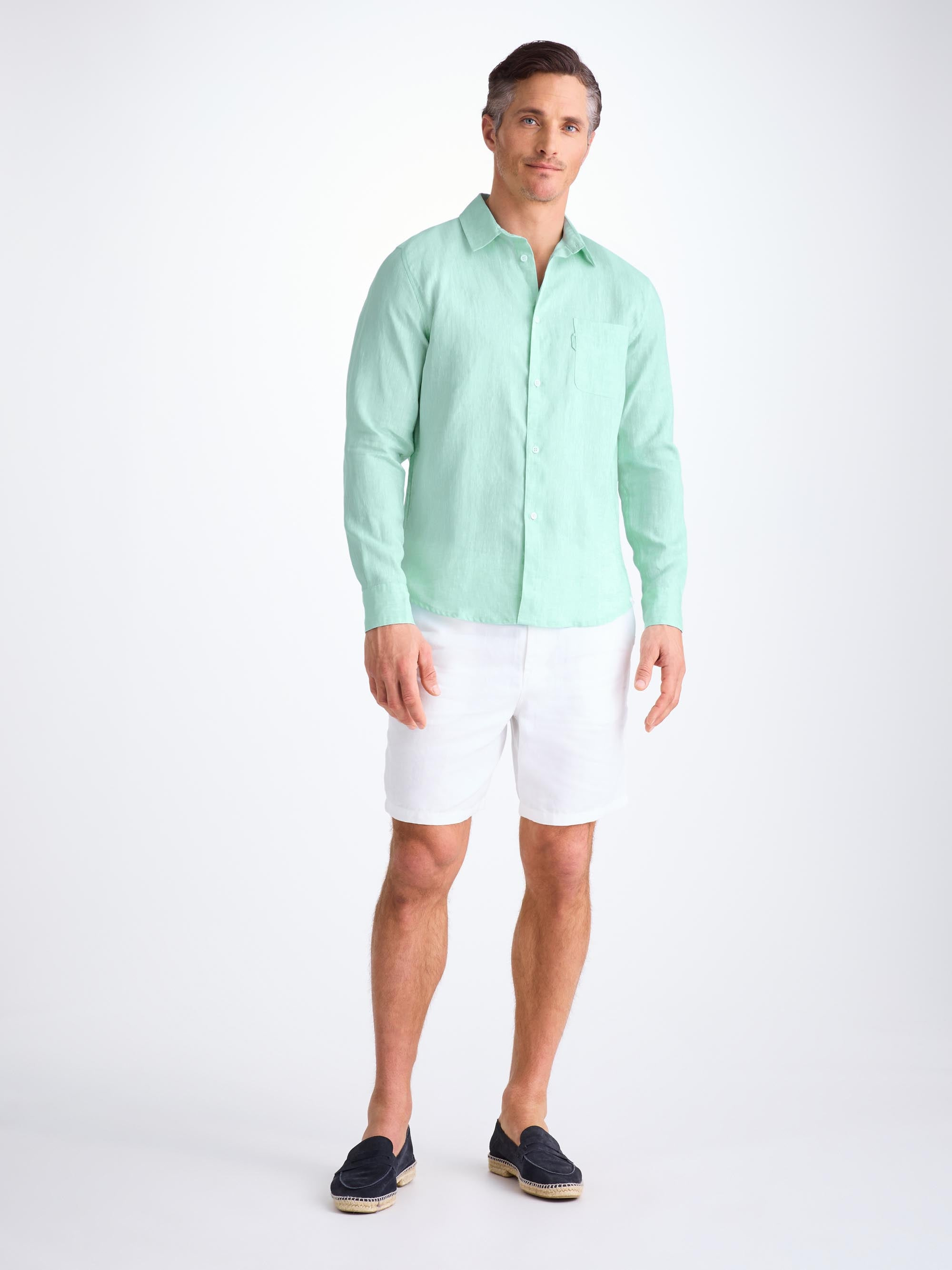 Men's Shirt Monaco Linen Mint Green - 3