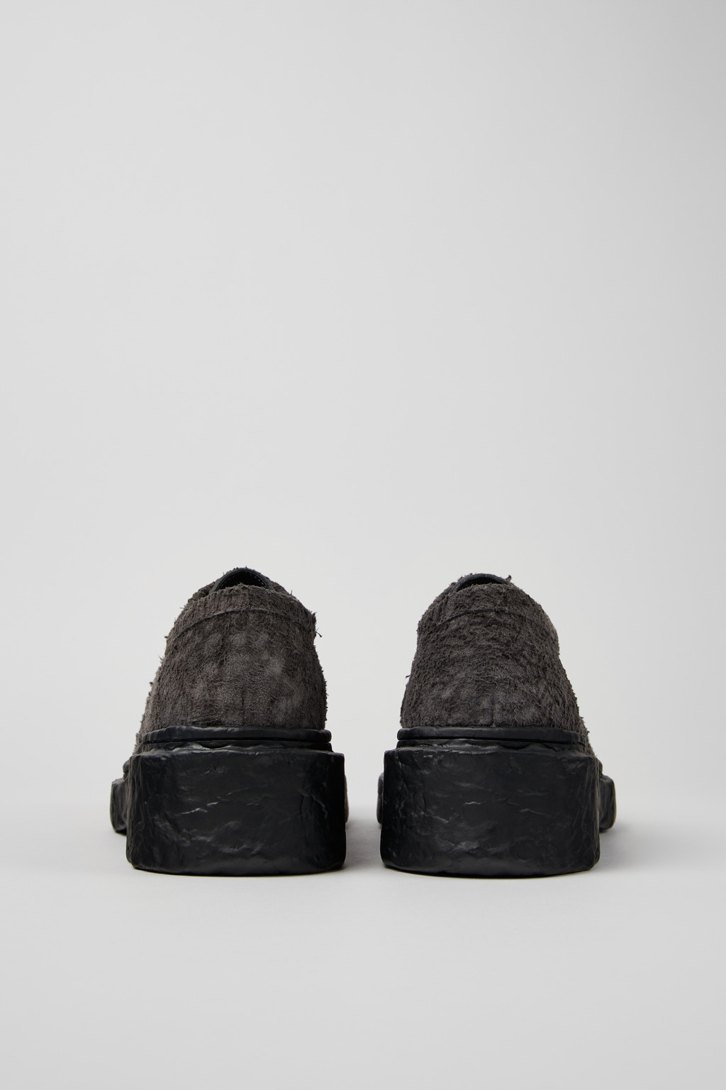 Gray Leather Lace-Up Shoes - 3
