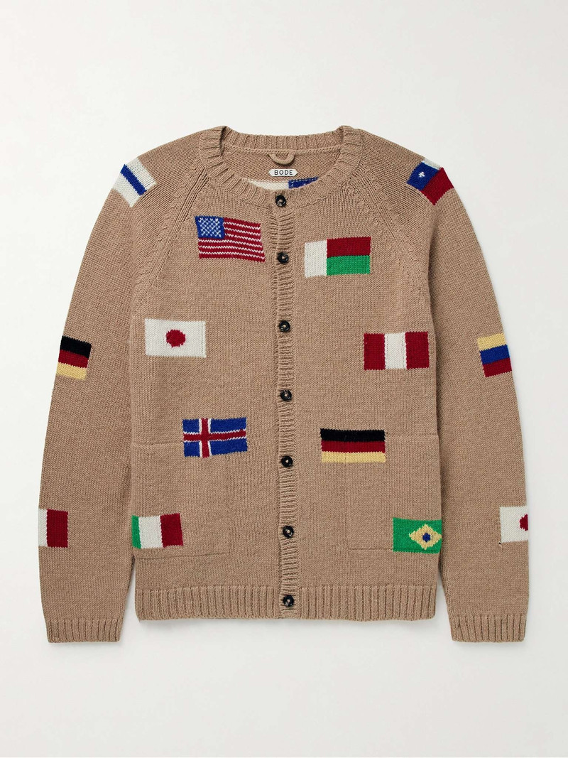 Round-the-World Intarsia Alpaca and Merino Wool-Blend Cardigan 1