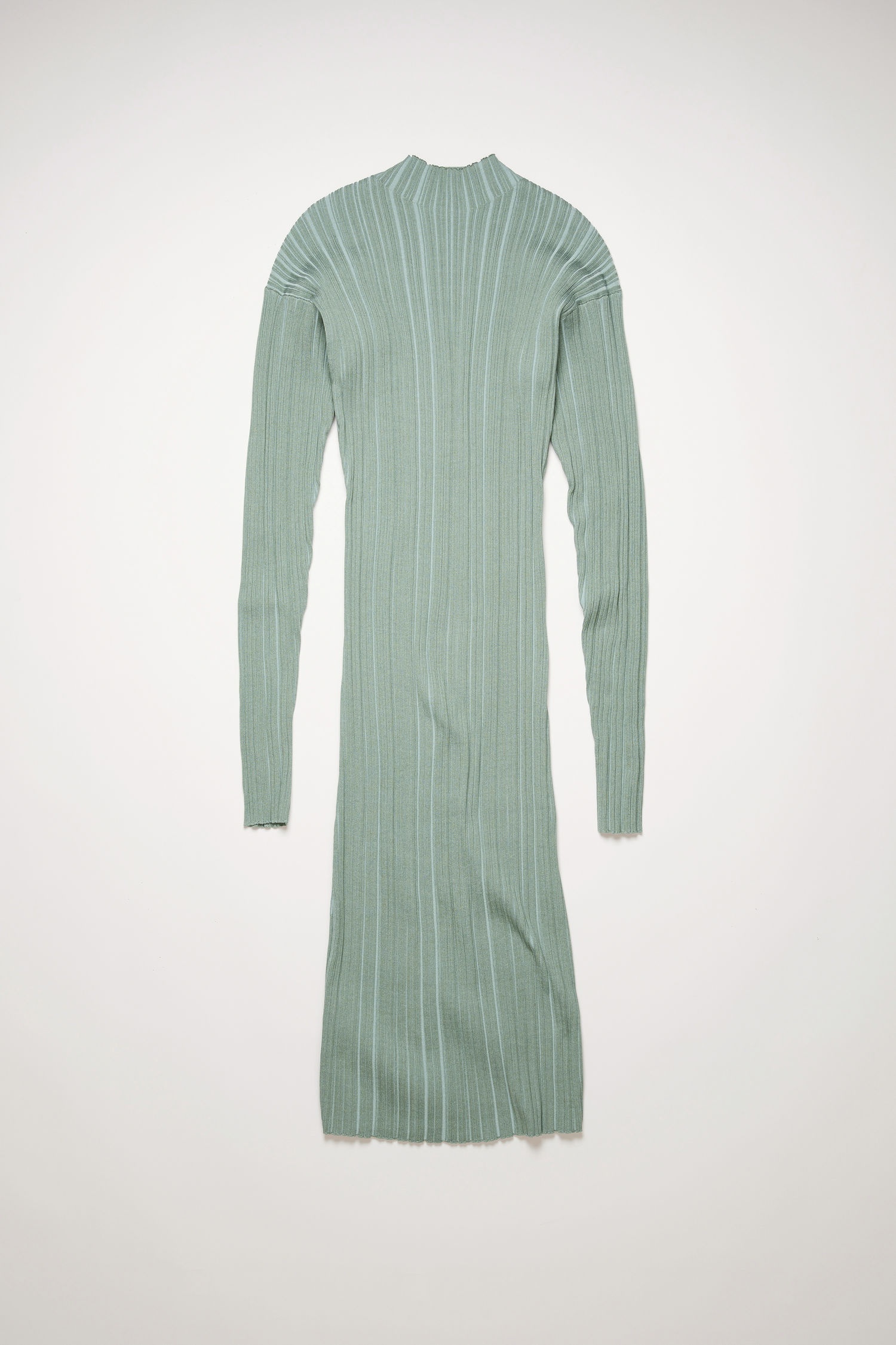 Mock neck ribbed dress dusty green - 1