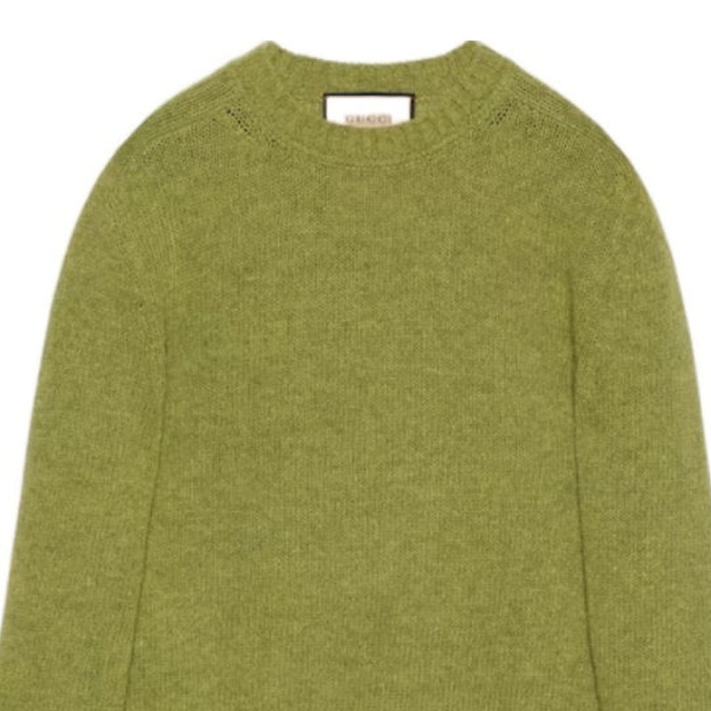 Gucci Logo Embroidery Wool Sweater 'Green' 763365-XKDNV-3553 - 2