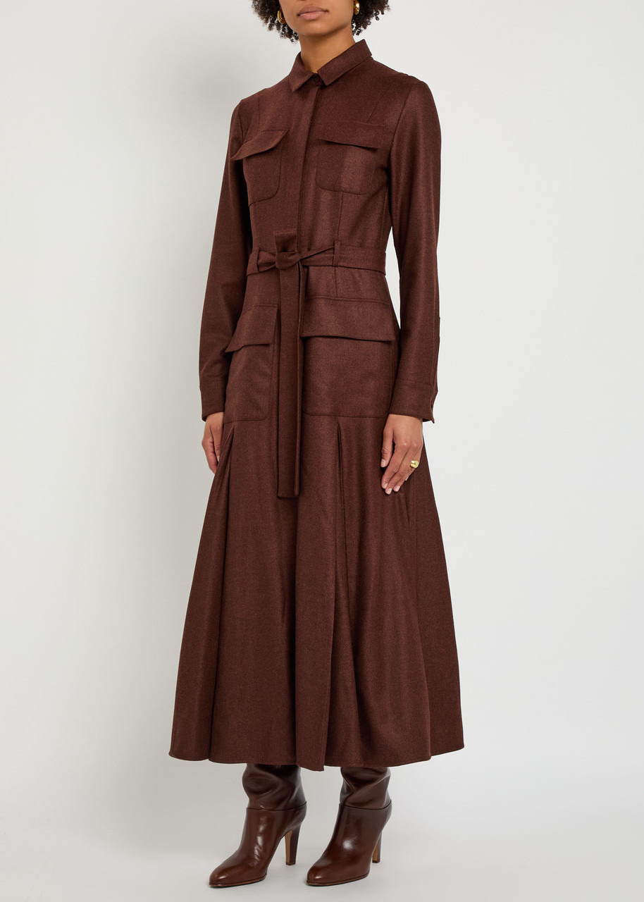 Gabriela Hearst Meyer Belted Wool-blend Midi Shirt Dress - 2