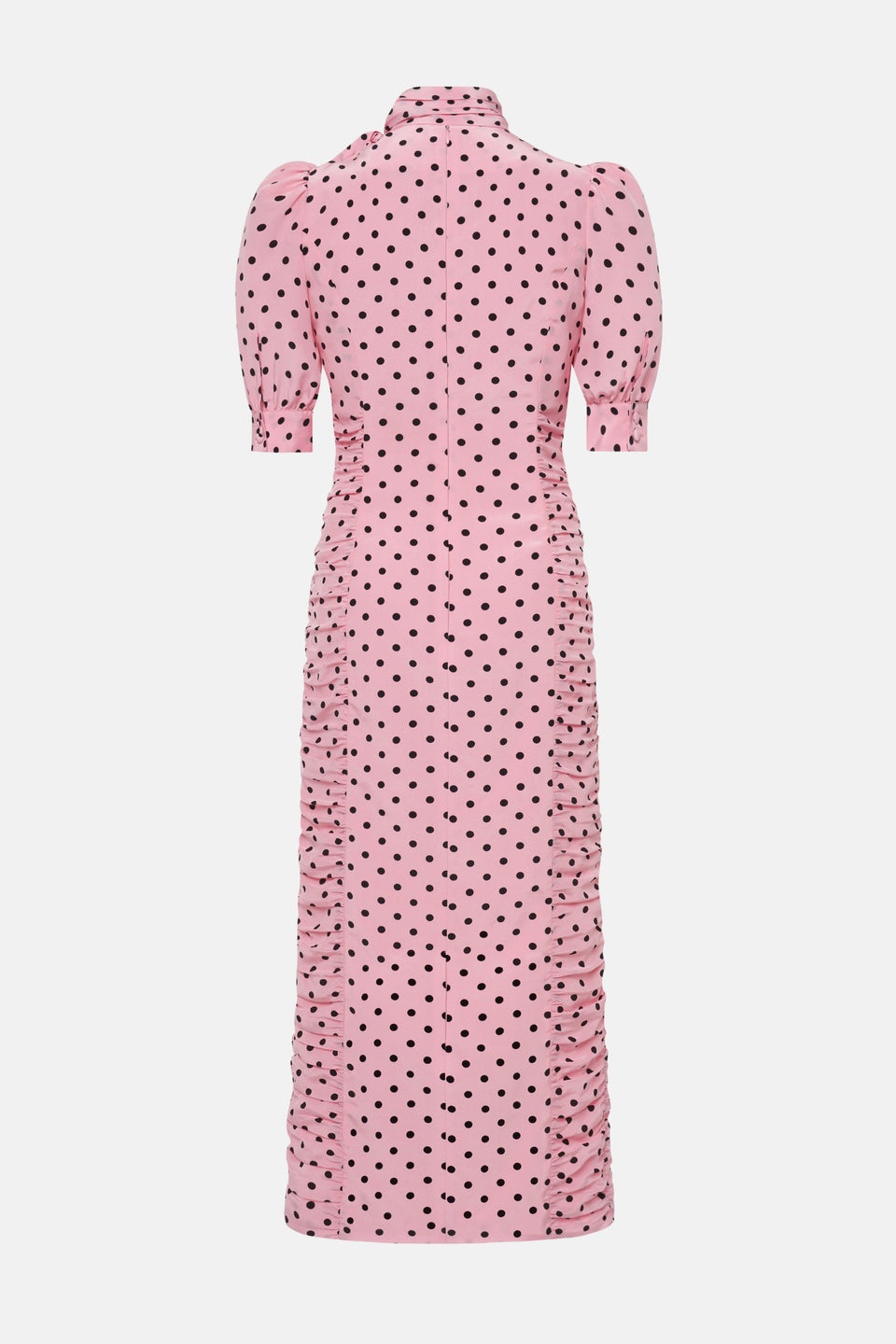 POLKA DOT PRINT SILK DRAPED DRESS WITH BOW - 2