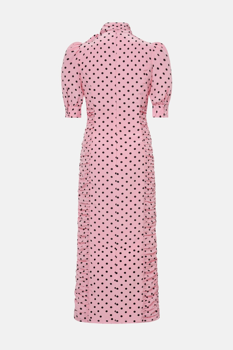 Alessandra Rich POLKA DOT PRINT SILK DRAPED DRESS WITH BOW outlook