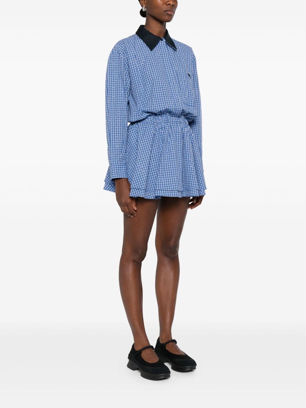 rhinestone-embellished checked mini dress - 3