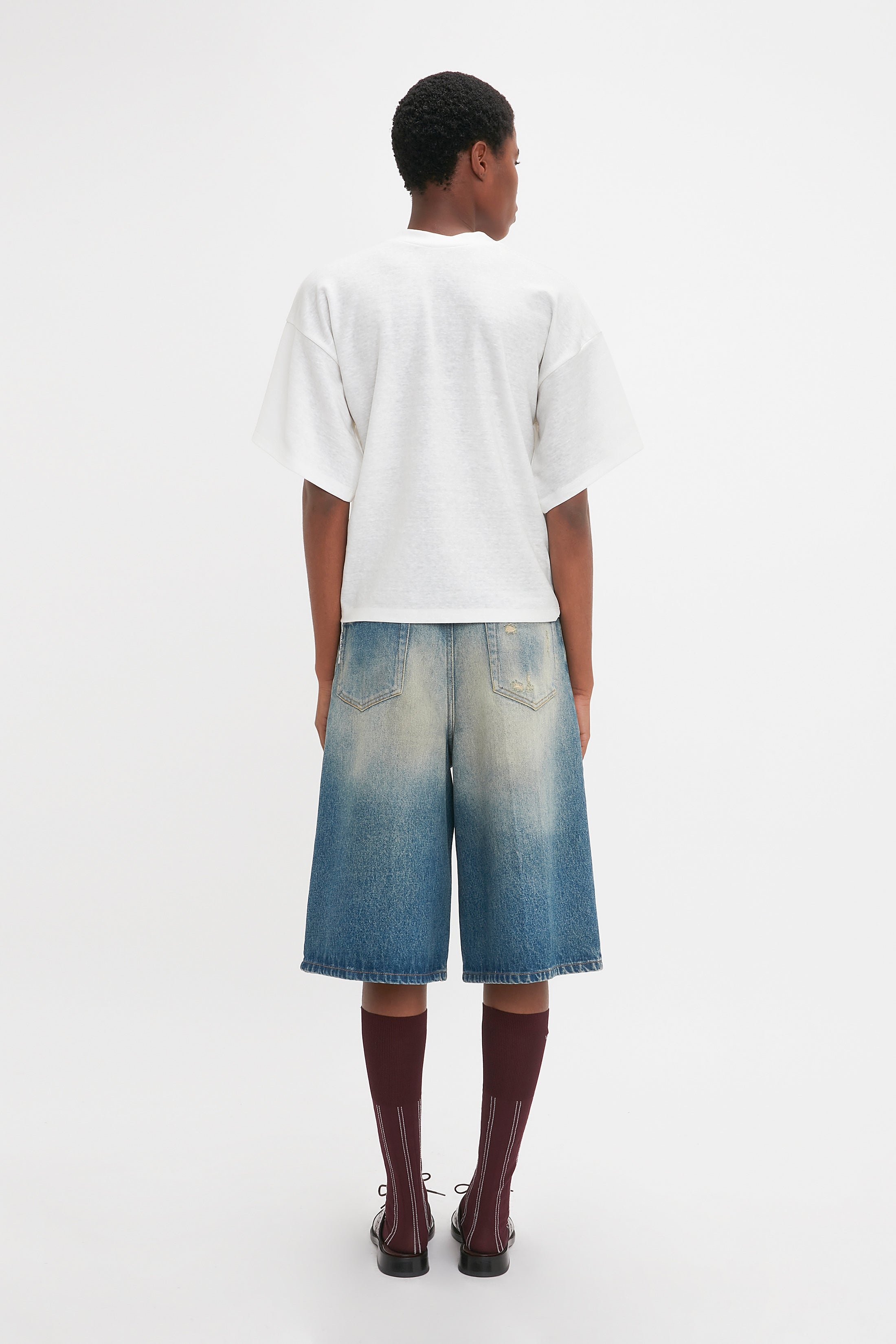 Oversized Bermuda Short In Antique Indigo Wash - 4