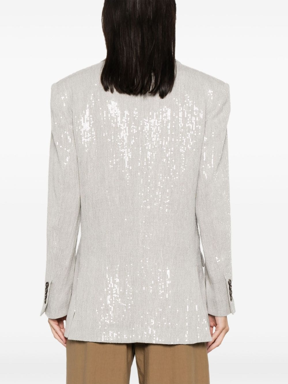 sequinned linen-blend blazer - 4