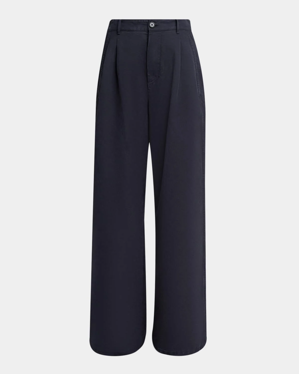 Pleated Cotton Wide-Leg Trousers - 1