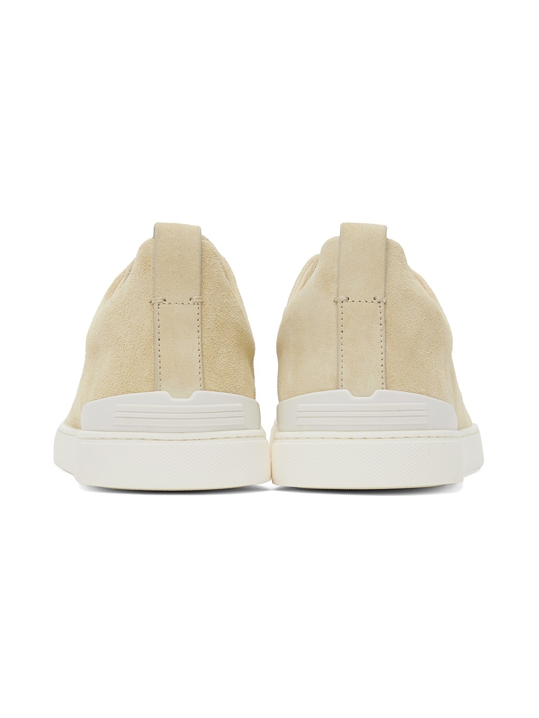 Beige Suede Triple Stitch Sneakers - 2