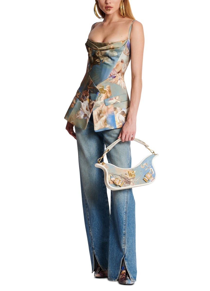 Sky printed satin corset top - 6