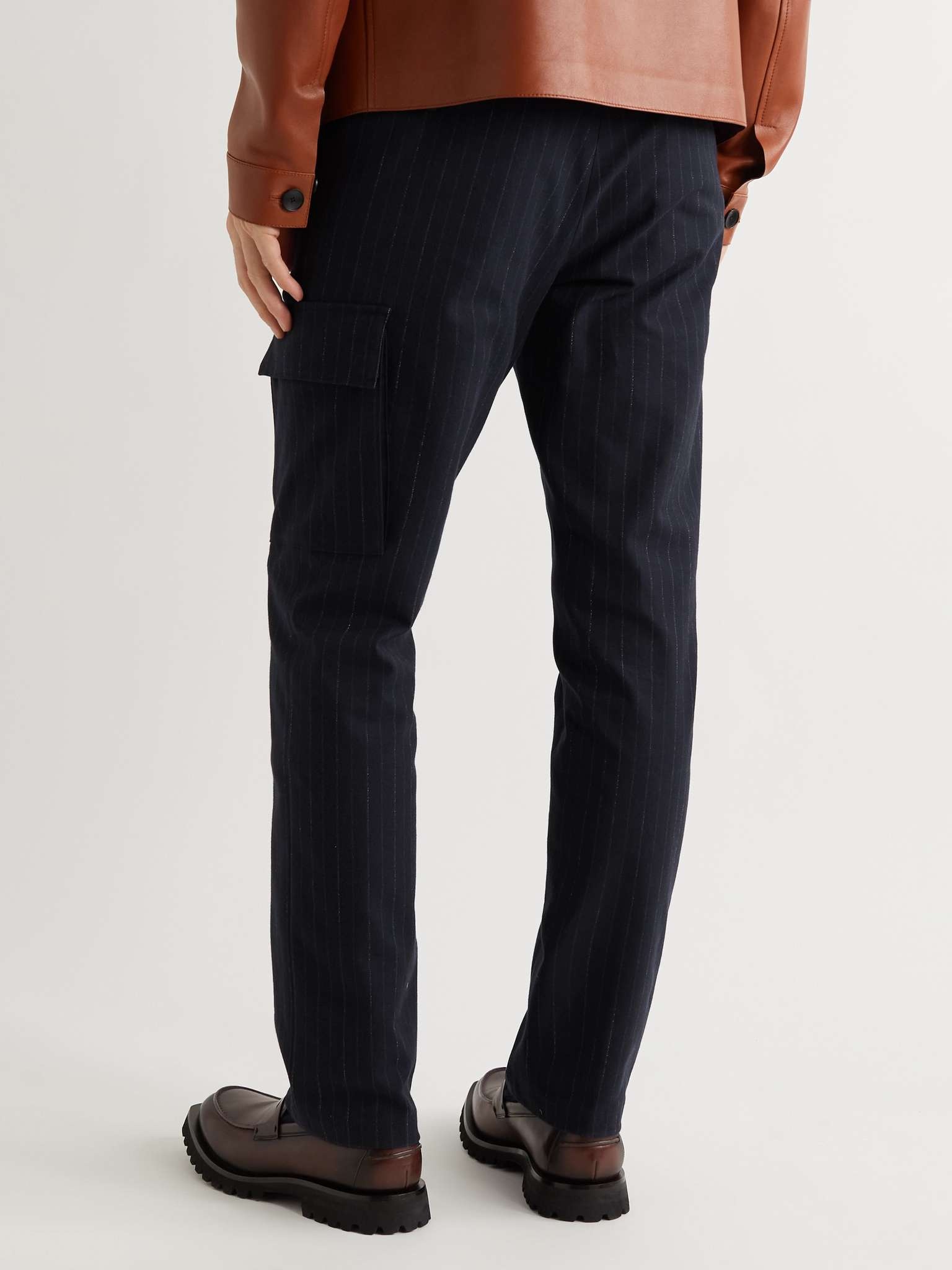 Slim-Fit Pinstriped Cotton-Blend Trousers - 4