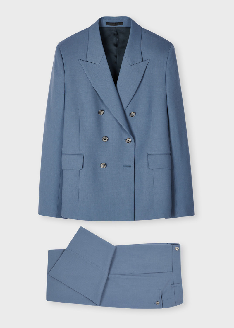 Women's A Suit To Travel In - Steel Blue Wool Double Breasted Suit 1