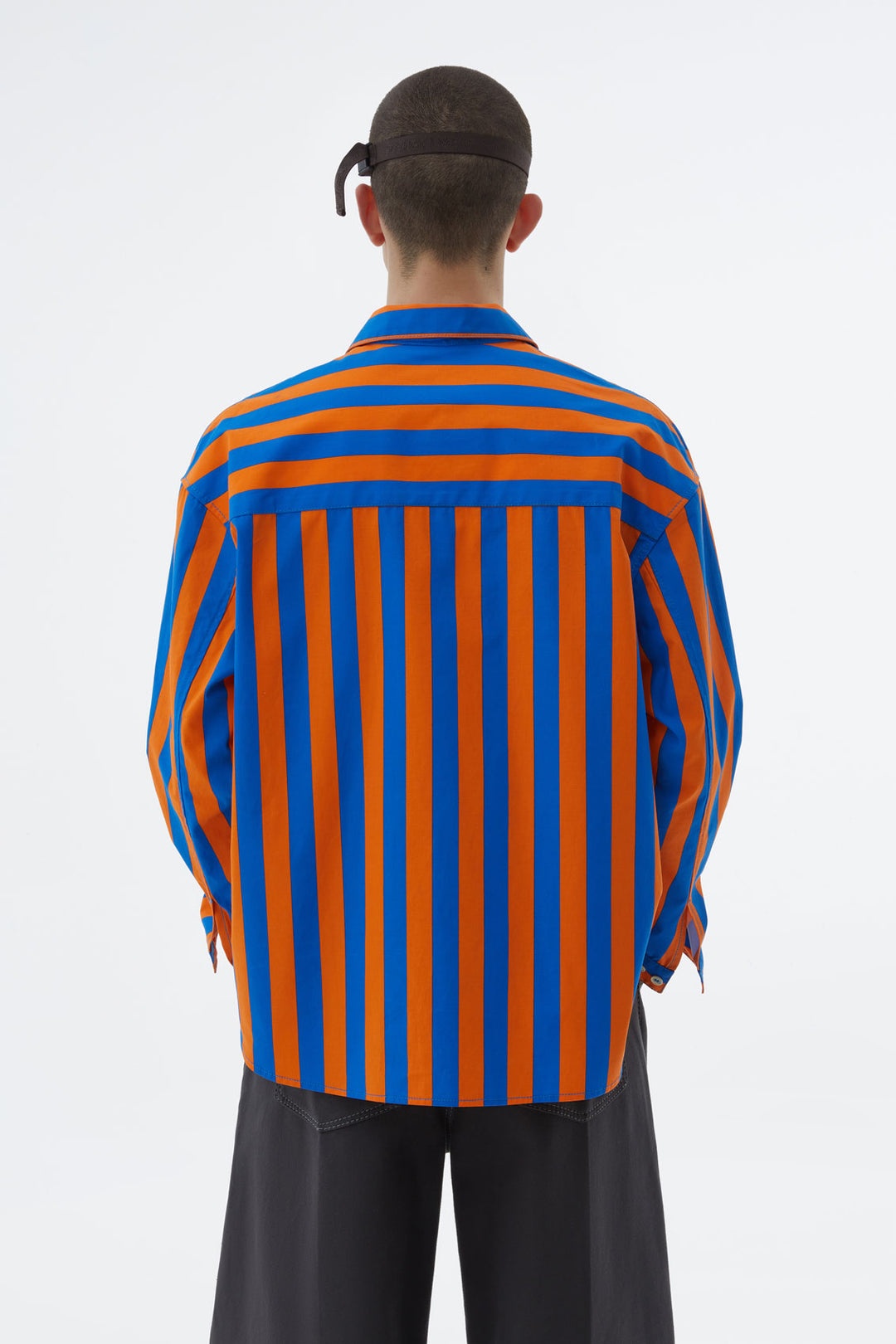 OVERSIZED SHIRT WITH ORANGE & AZURE STRIPES - 6