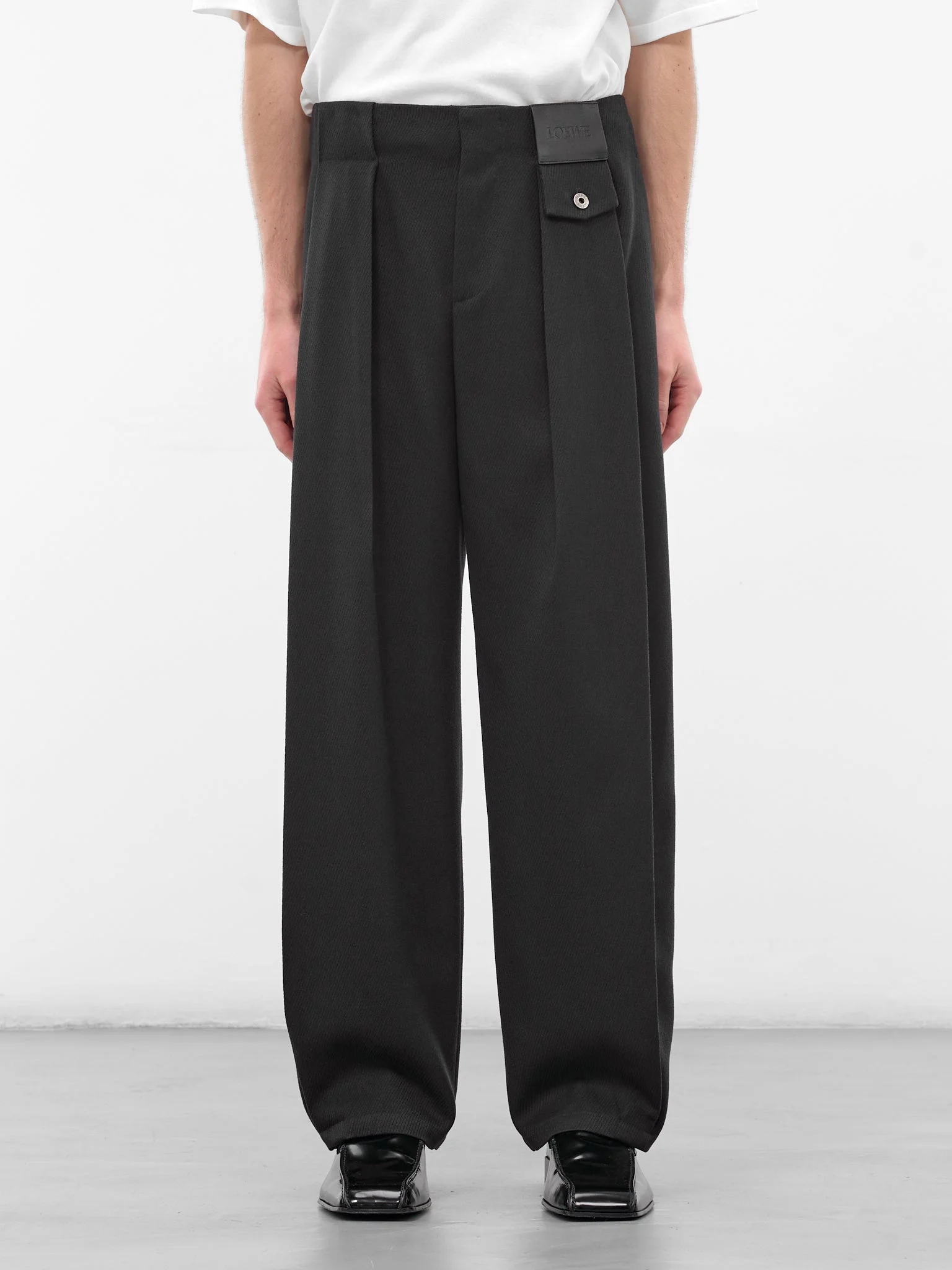 Navy Cavalry Twill Pleated Trousers - 1