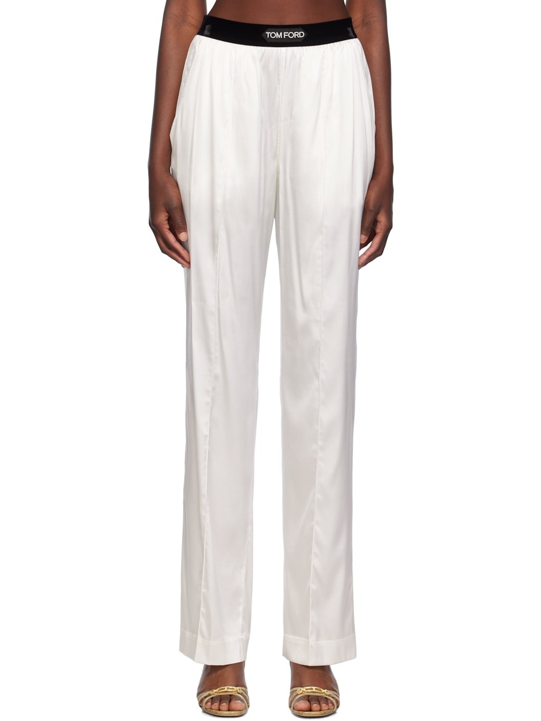 Off-White Stretch Silk Pyjama Pants - 1