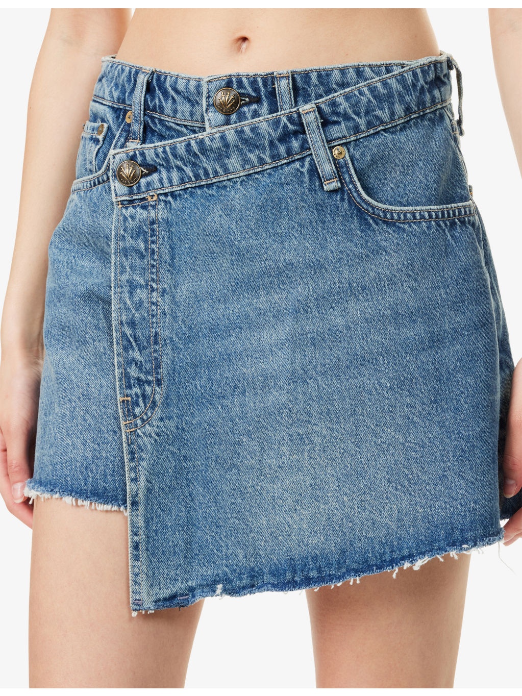 Belina Raw-Hem Denim Skort - 5