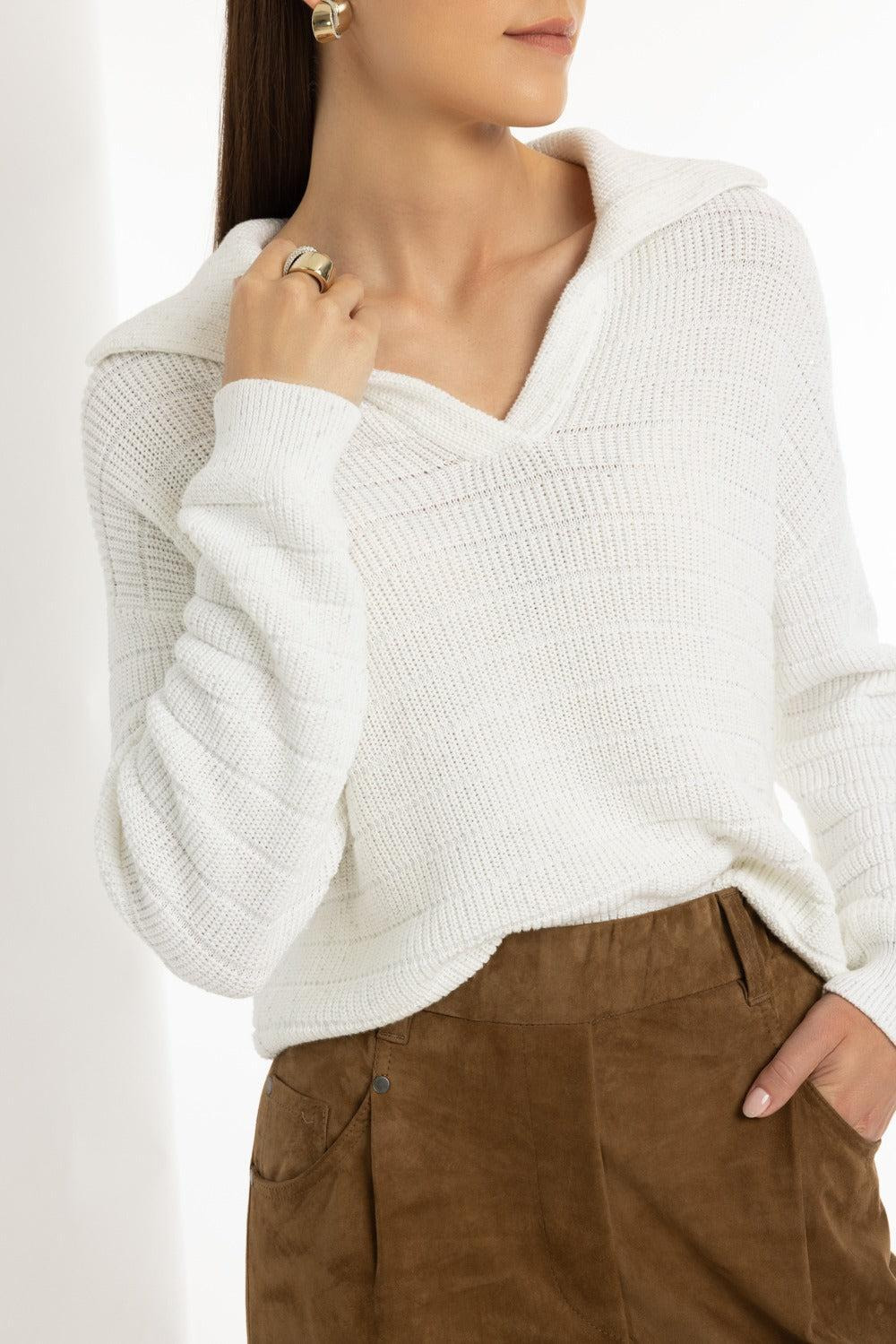 Pailette English Rib Collar Pullover - 3