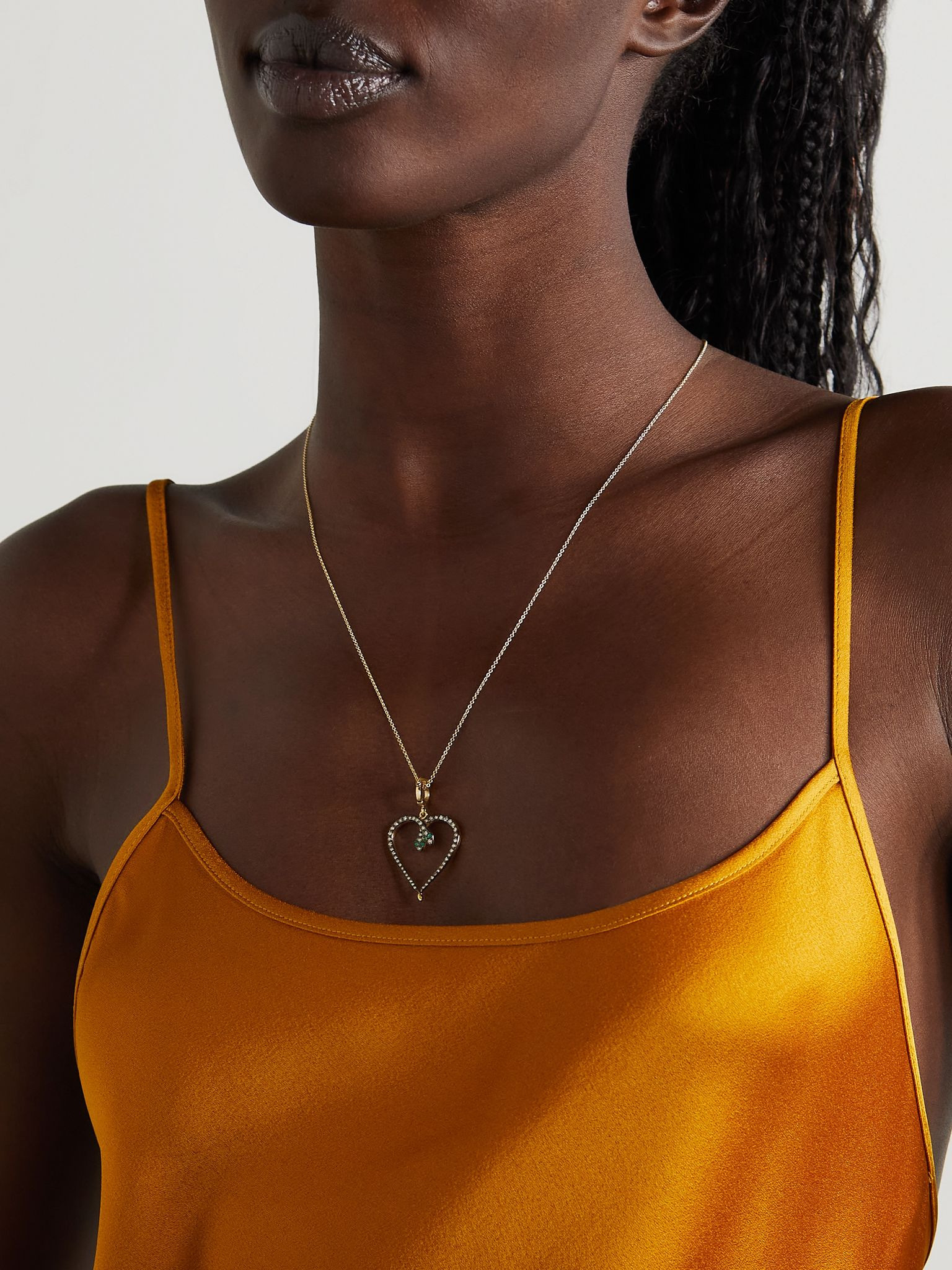 Miracle Love 18-karat gold, diamond and emerald necklace Gold - 2
