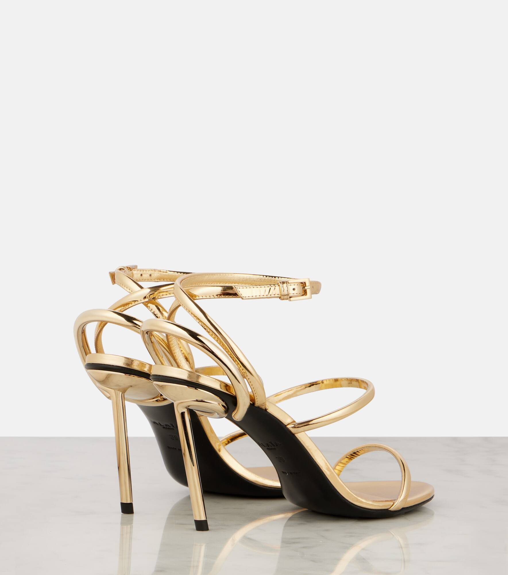 Strappy metallic leather sandals - 2