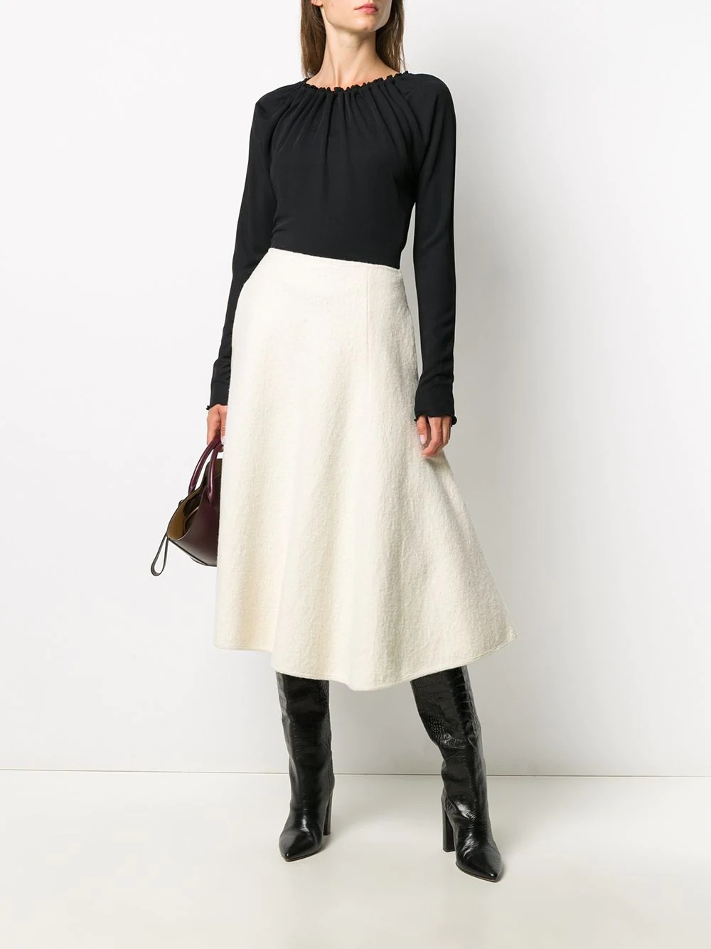 high waist wool skirt - 2