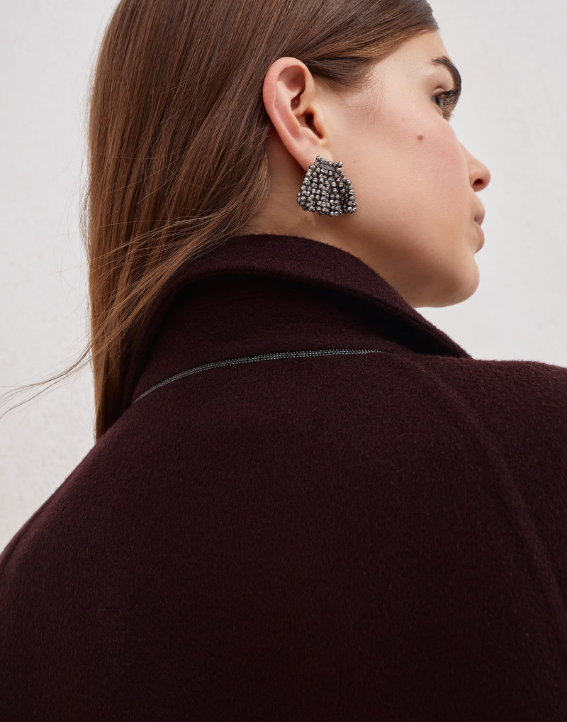 Hand-crafted coat in cashmere double beaver cloth with monili 3