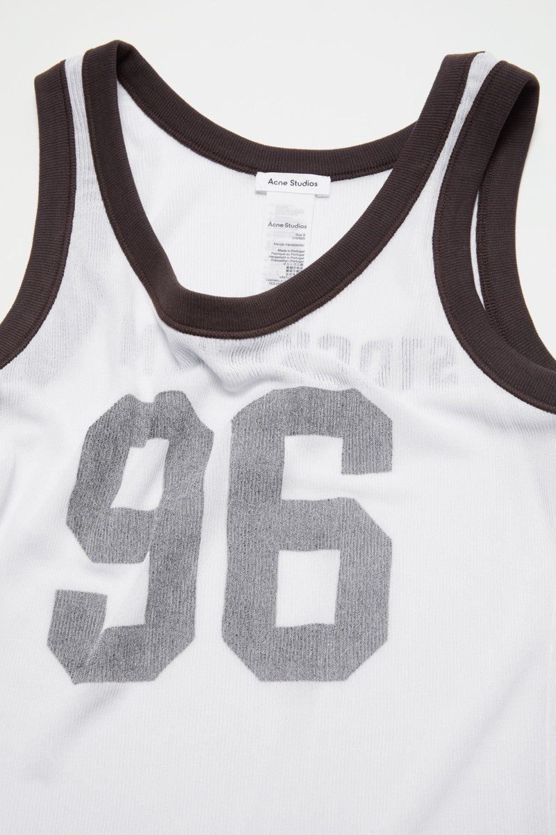 Sheer logo tank top - Brown/white 4