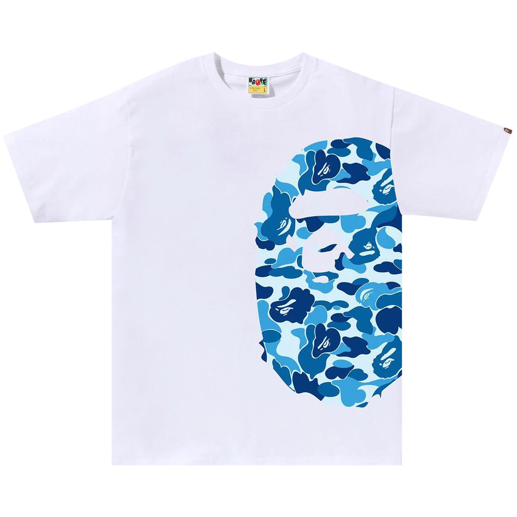 BAPE ABC Camo Side Big Ape Head Tee 'White/Blue' - 1