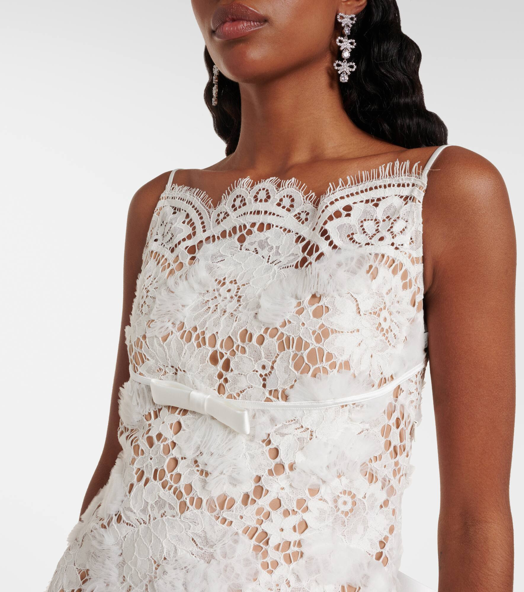 Bow-detail lace minidress - 4