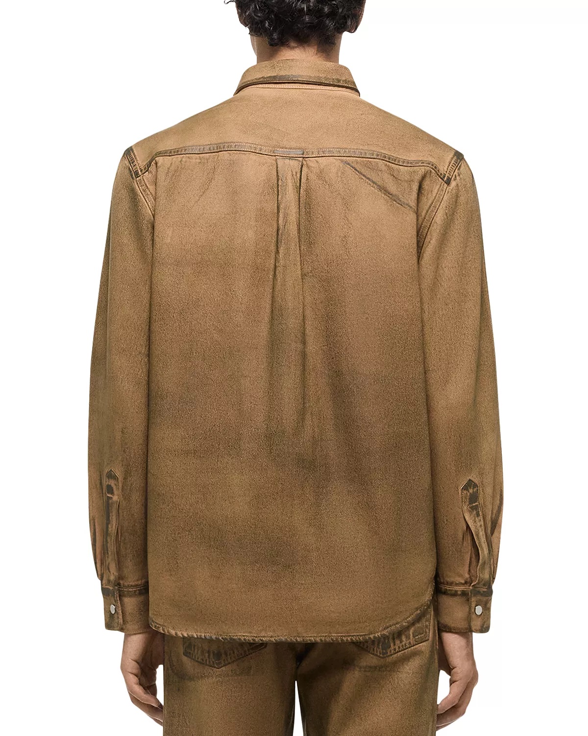 Curved Waxed Oil Stain Shirt - 4