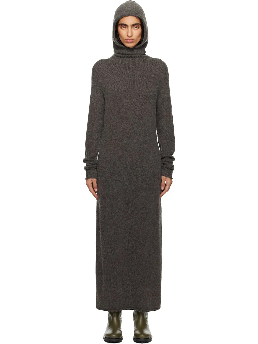 Gray Soft Balaclava Maxi Dress - 1