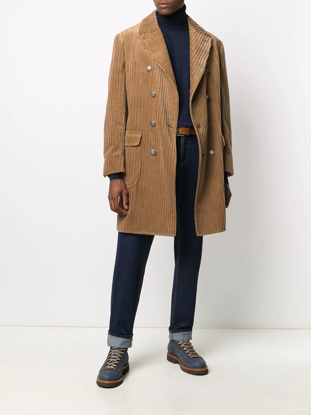 corduroy double-breasted coat - 2