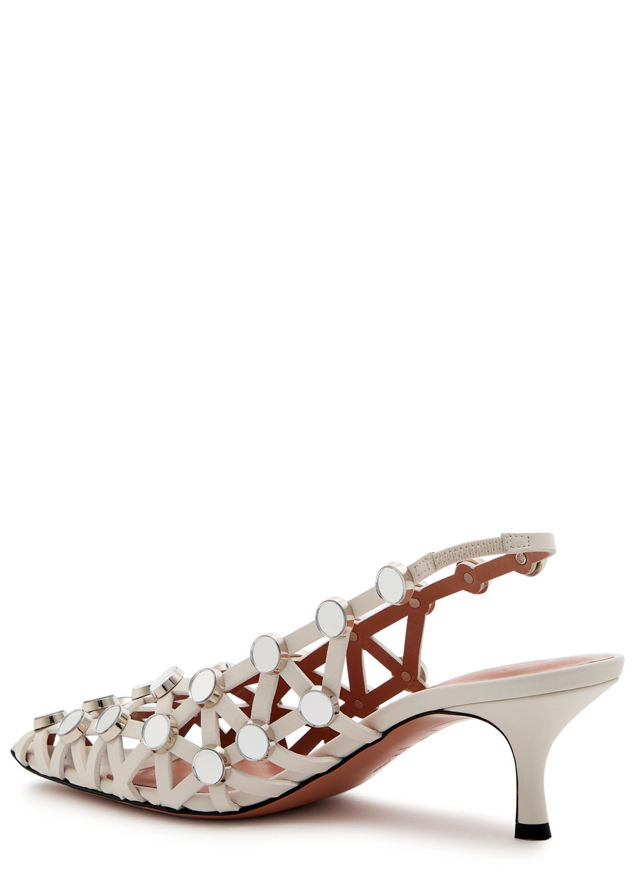 The Attico Grid 50 Mirror-embellished Leather Slingback Pumps - 2