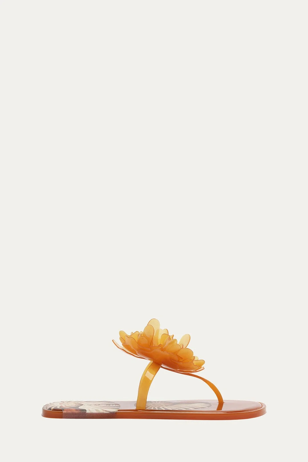 Orange Flower Jelly Flat Sandal - 1