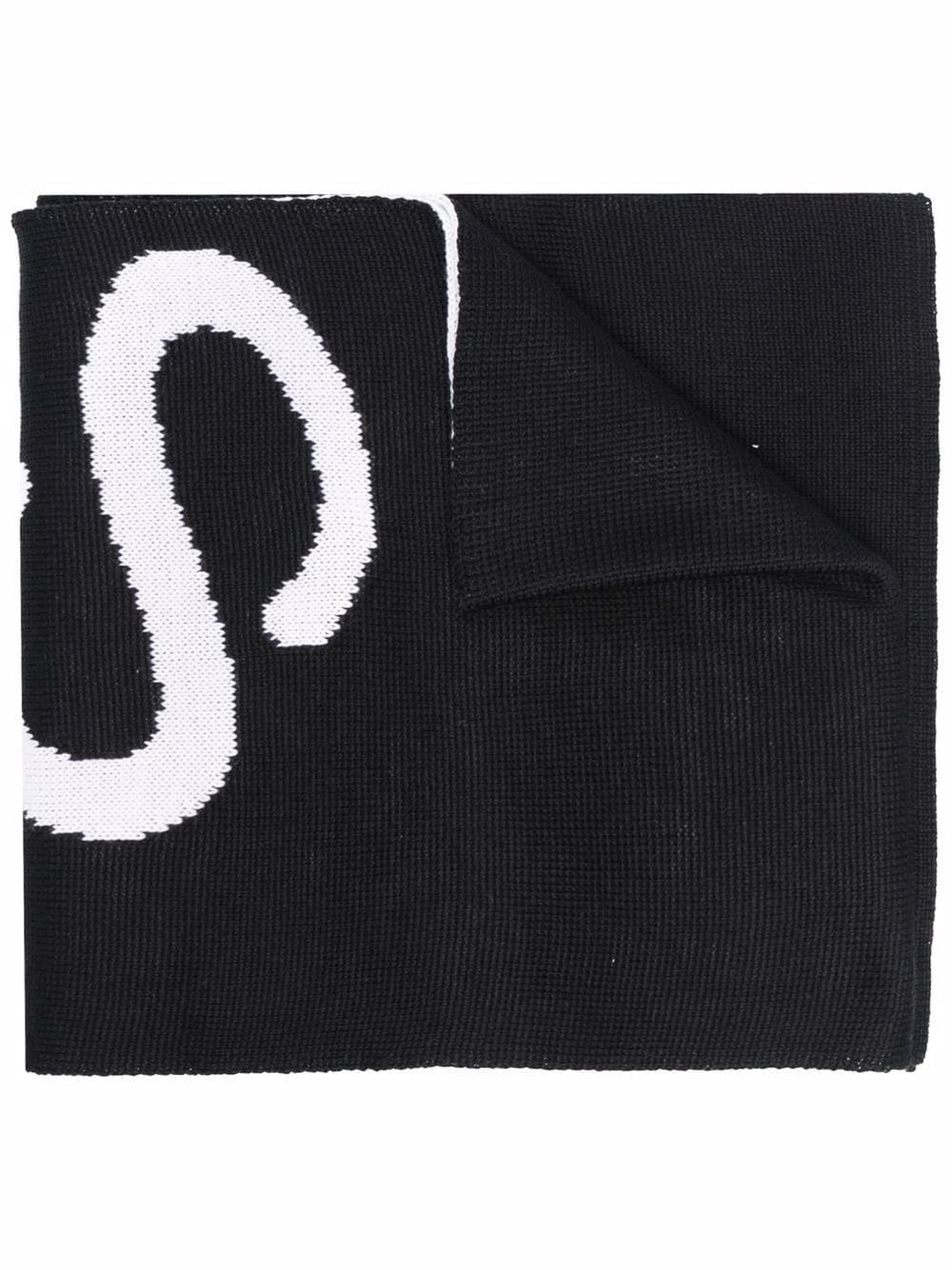 intarsia-logo knit scarf - 1