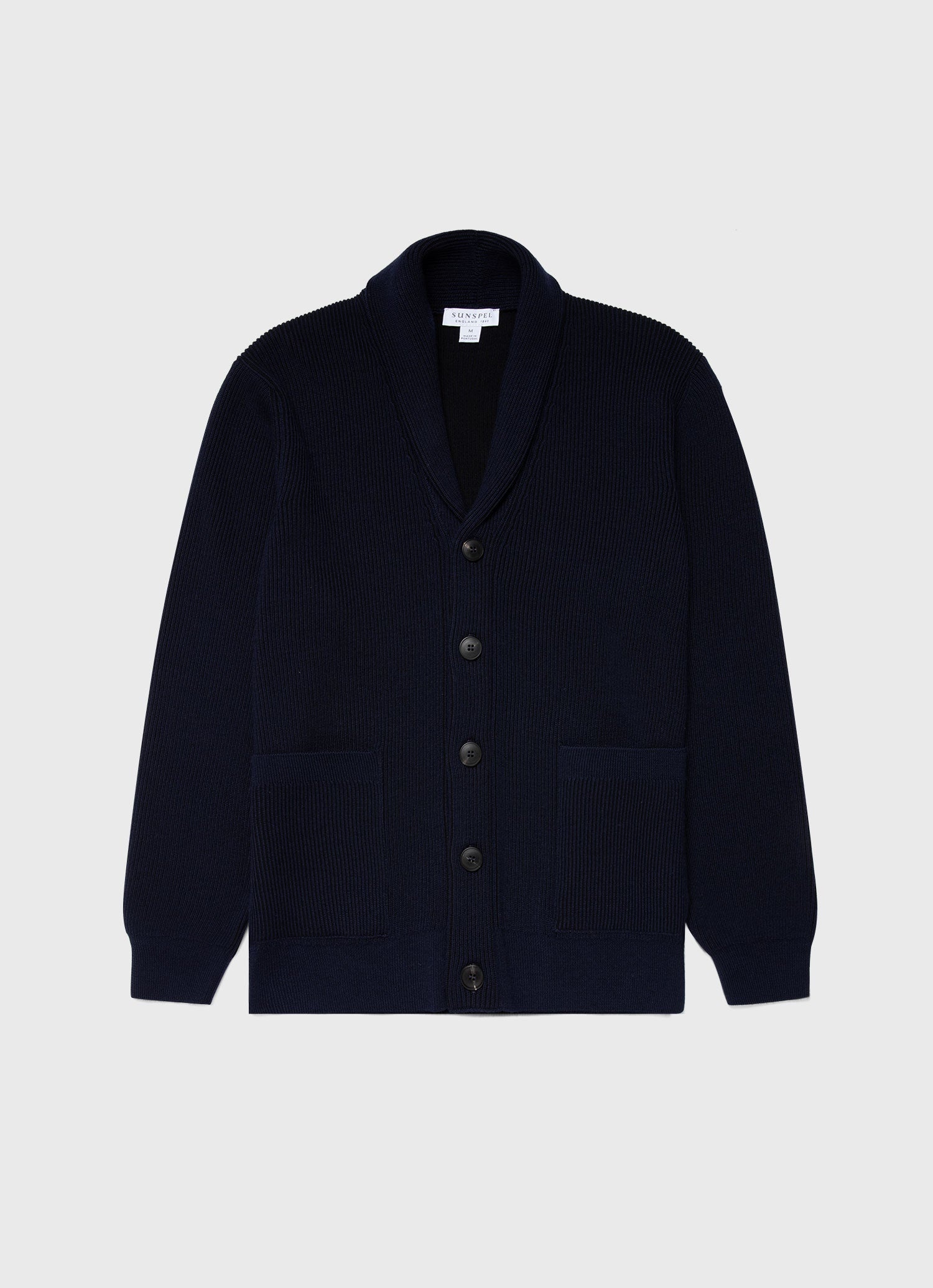 Ribbed Shawl Neck Cardigan - 1