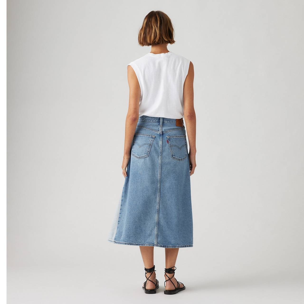 HIGH RISE A-LINE PIECED SKIRT - 5