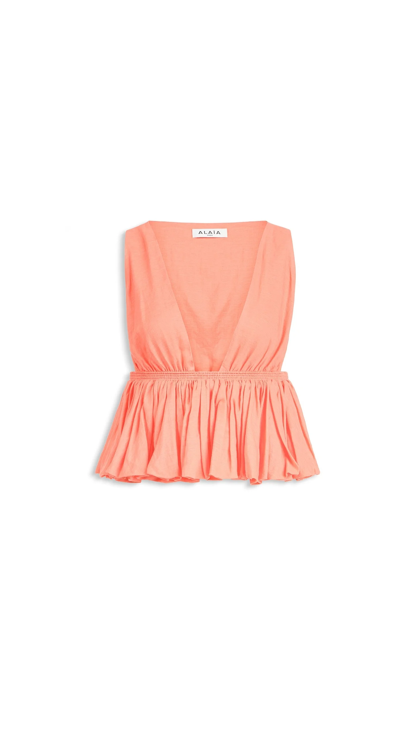 COTTON LINEN BLEND PEPLUM TOP - 1