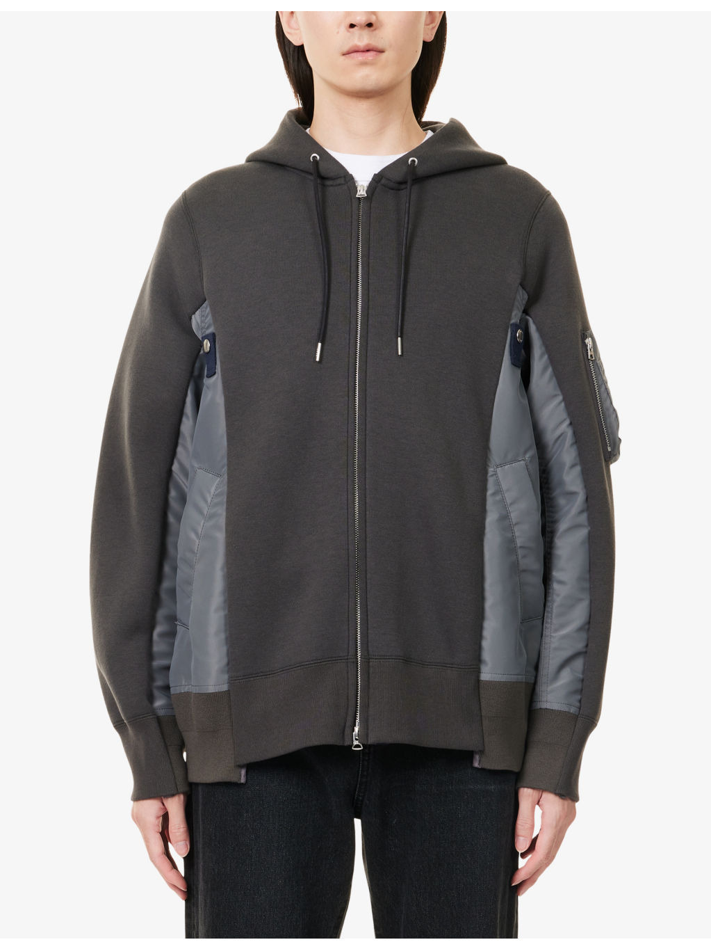 Contrast-Panel Woven Hoody - 3