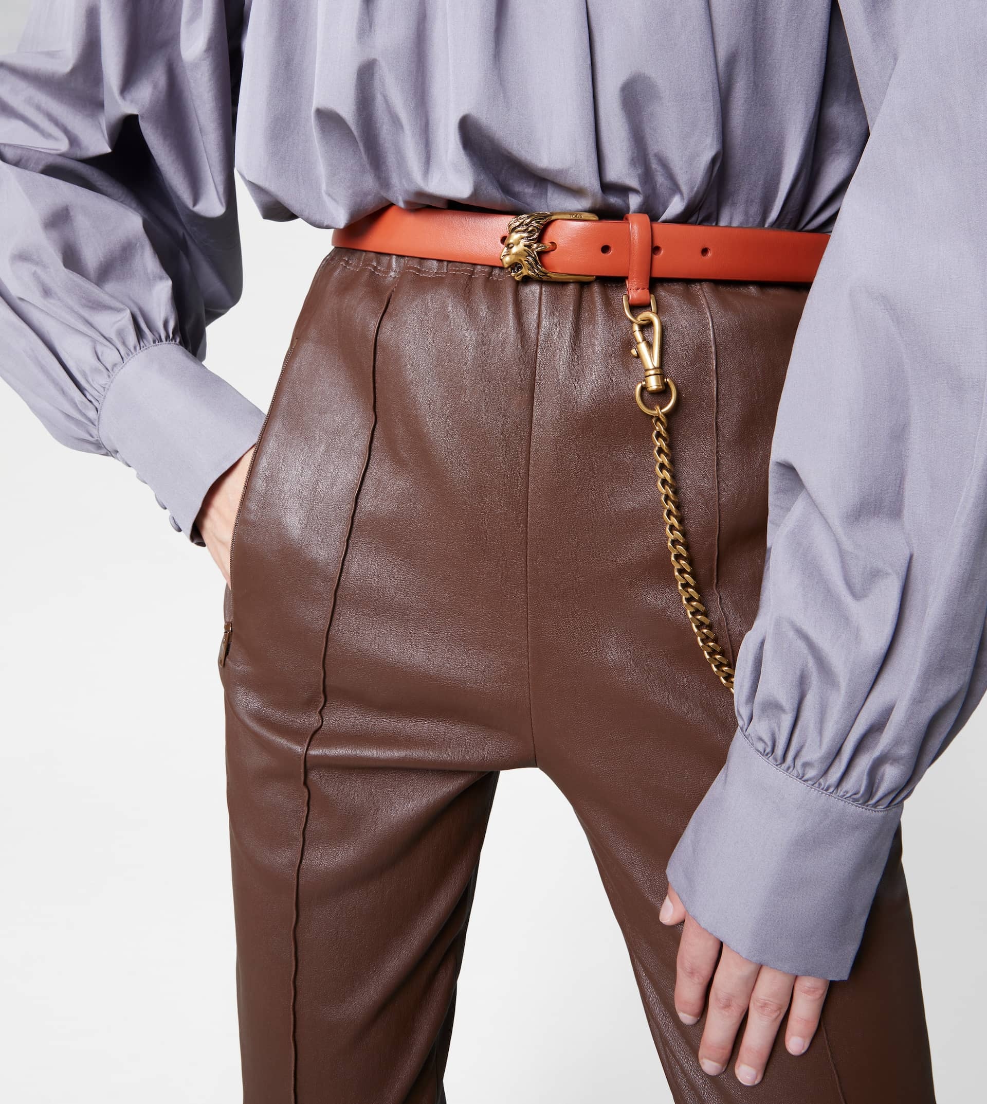 BELT IN LEATHER - ORANGE - 2