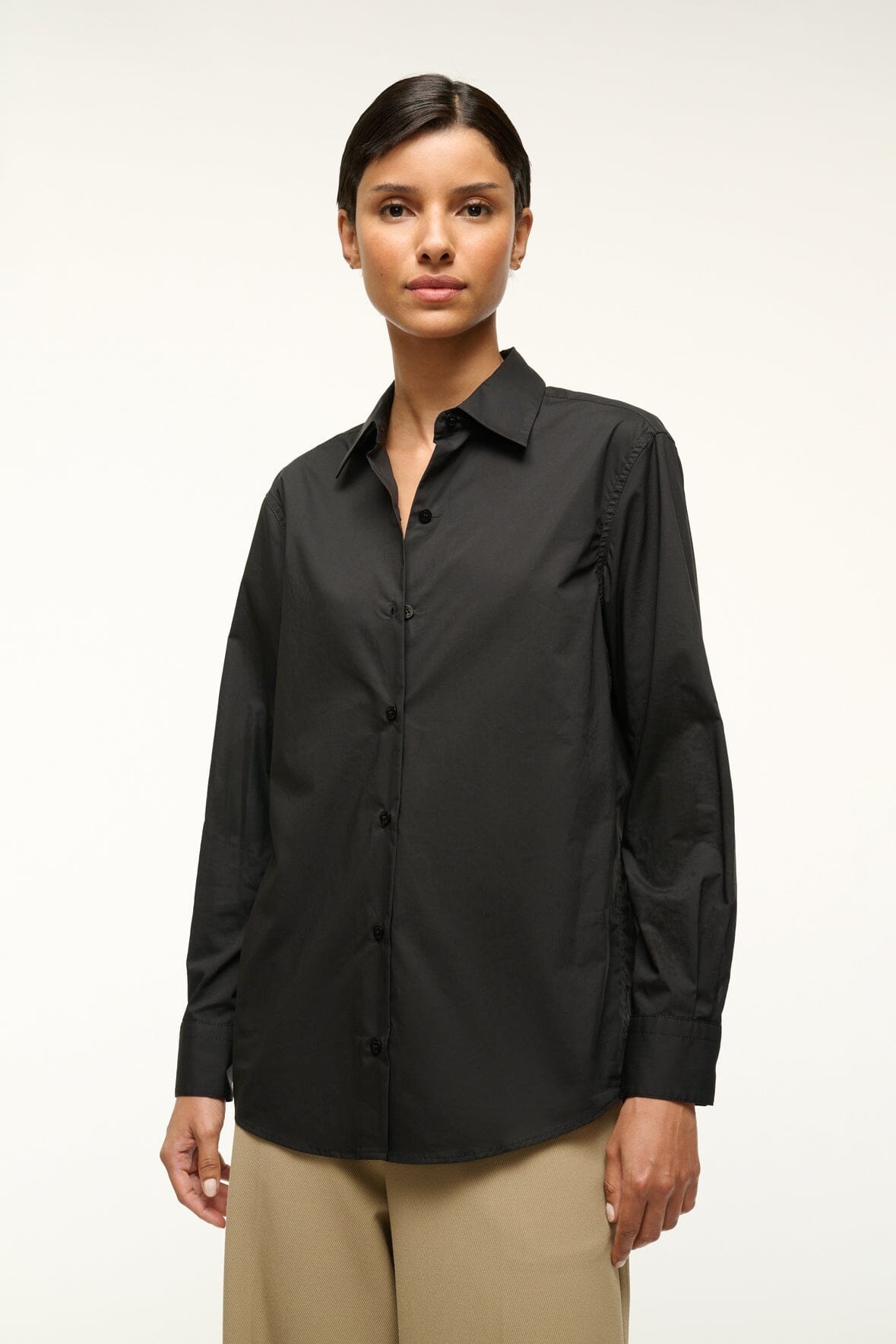 STAUD ROXBURY POPLIN SHIRT BLACK - 4