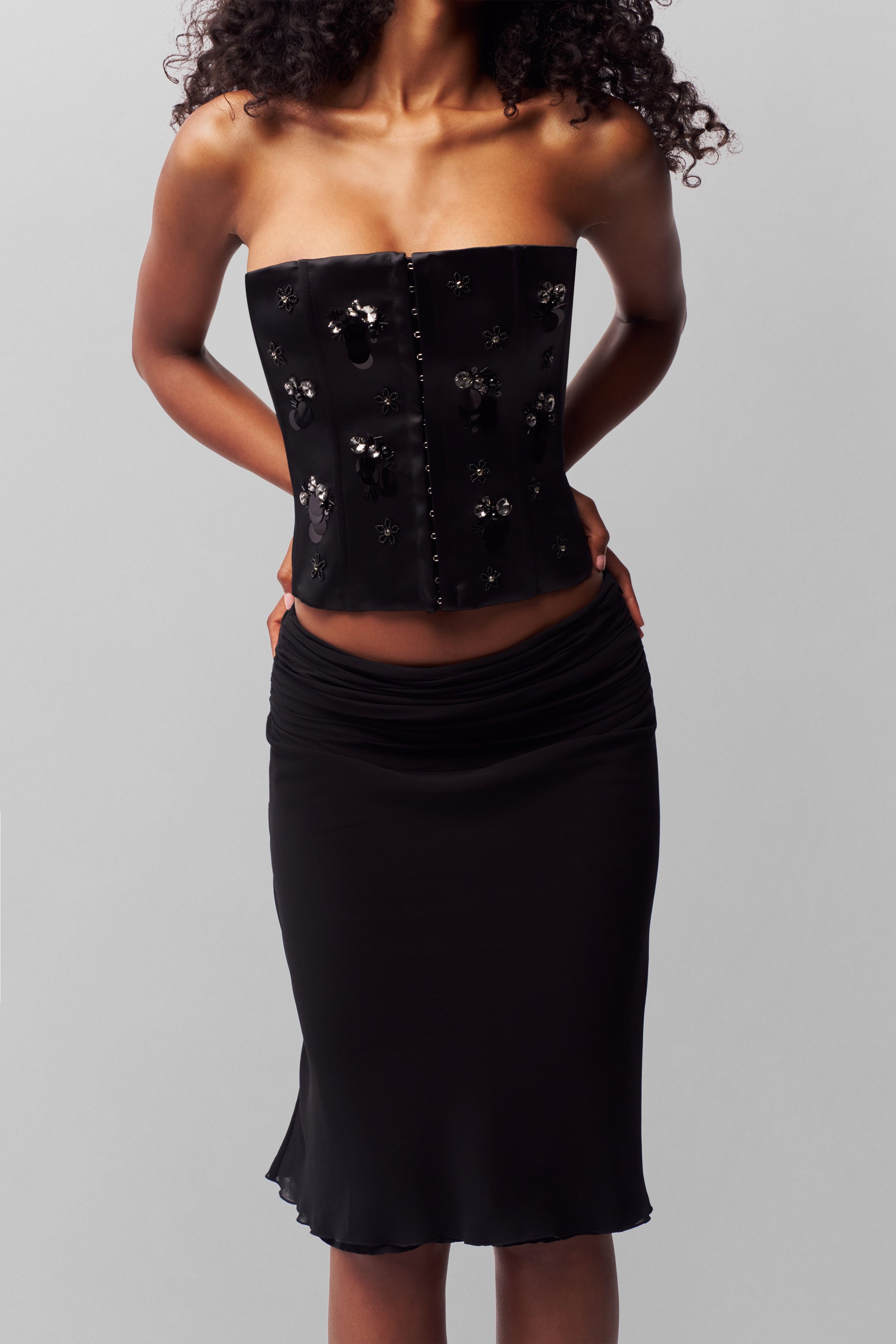 EMBELLISHED SATIN CORSET - 4