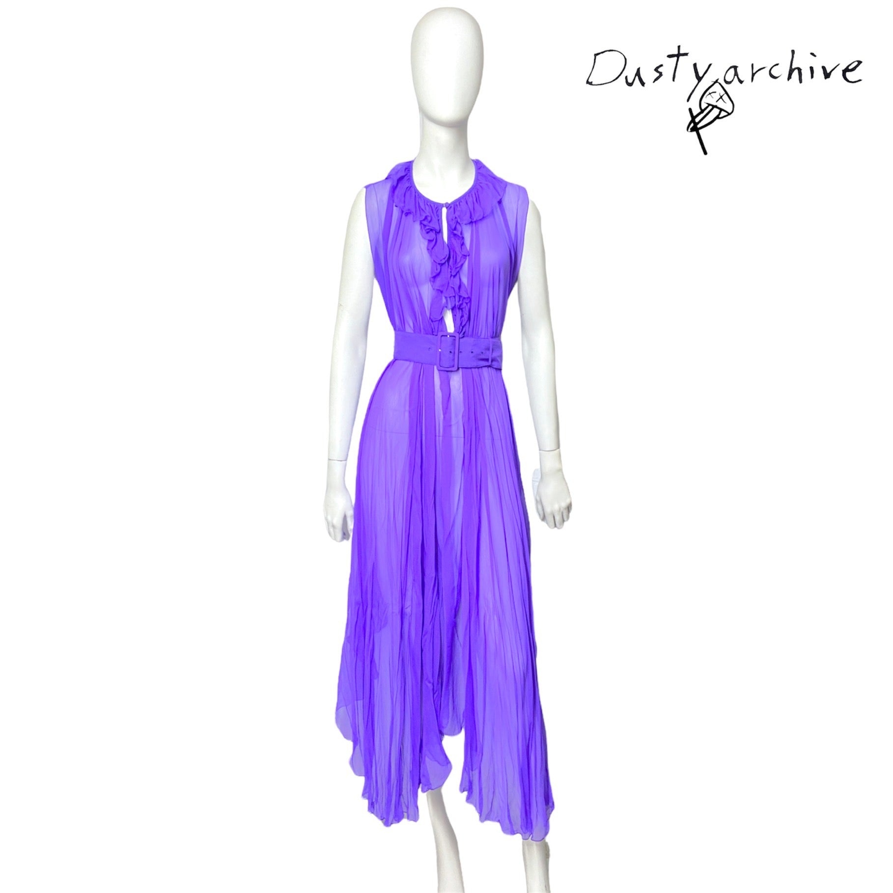 Balenciaga fall 2017 ultra violet belted silk-mousseline dress OS - 7