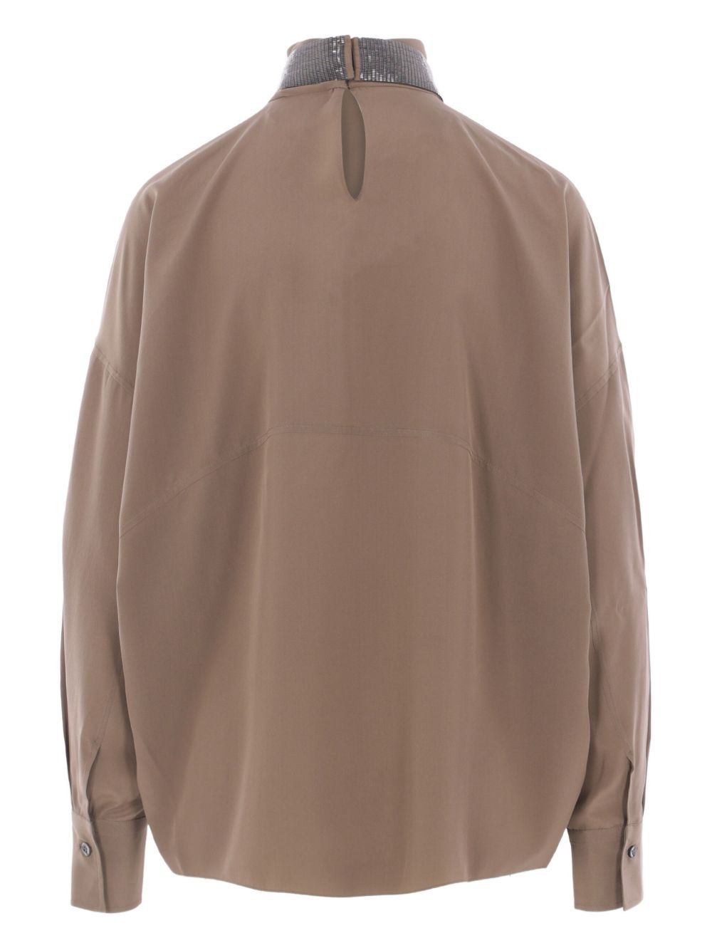 beaded-neck high-neck blouse - 2
