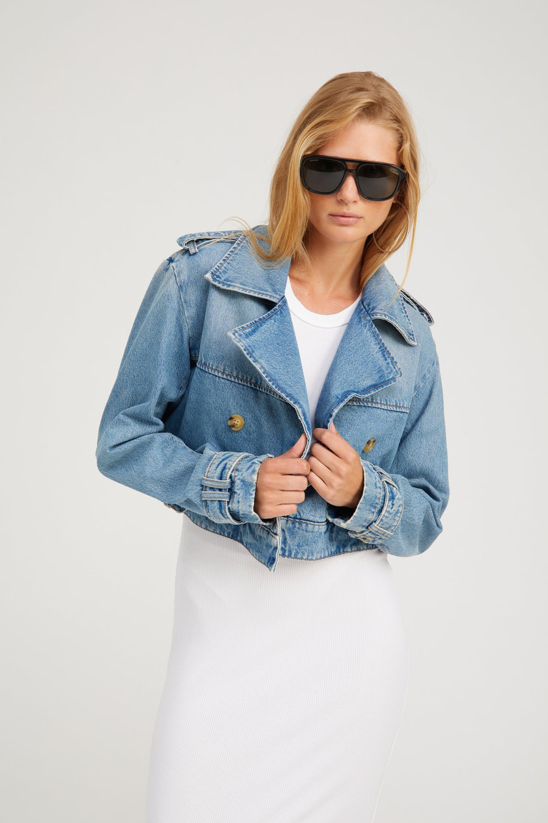 SPRWMN PARADIS CROPPED DENIM TRENCH outlook