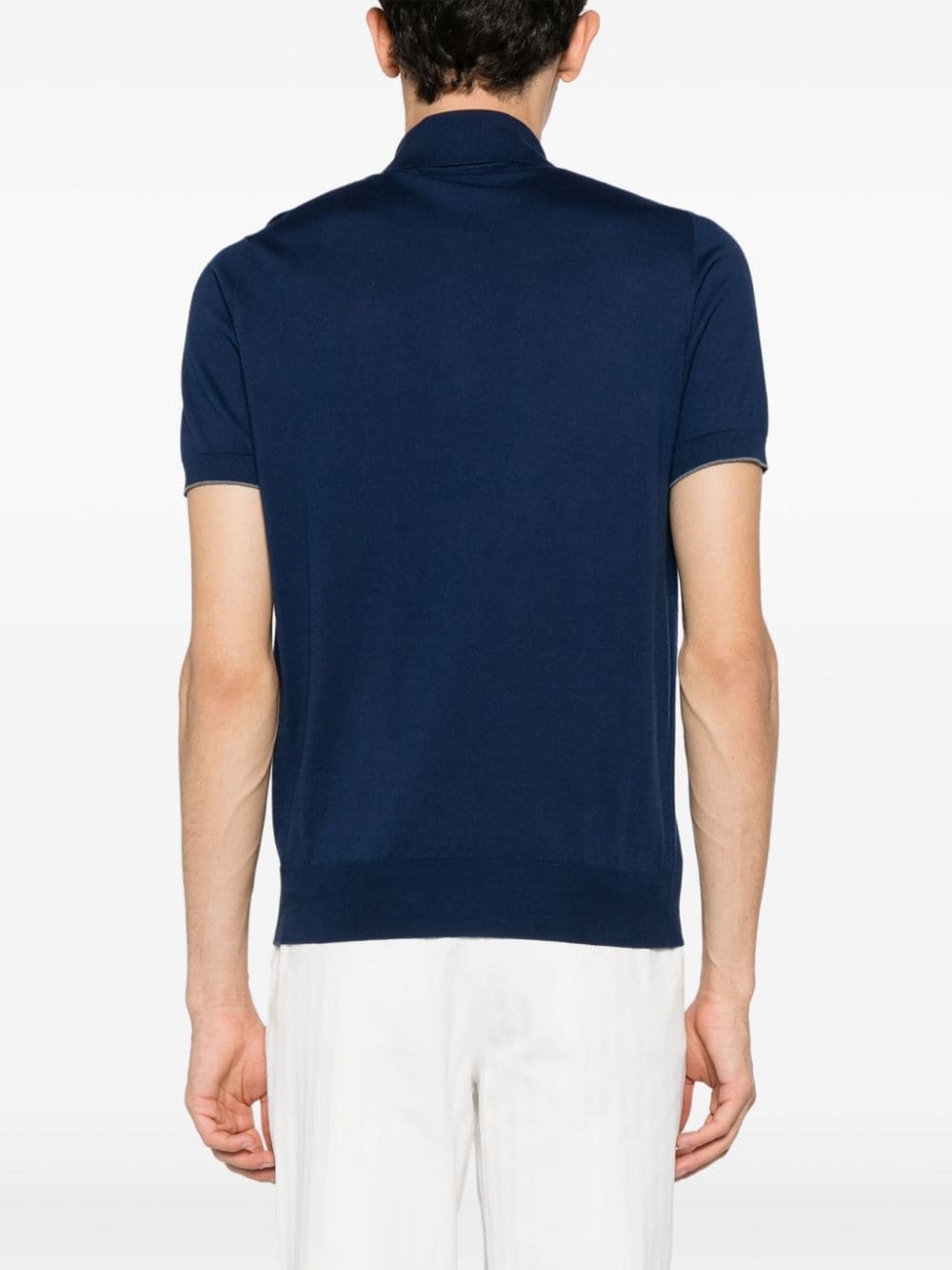 contrasting-trim cotton polo shirt - 4