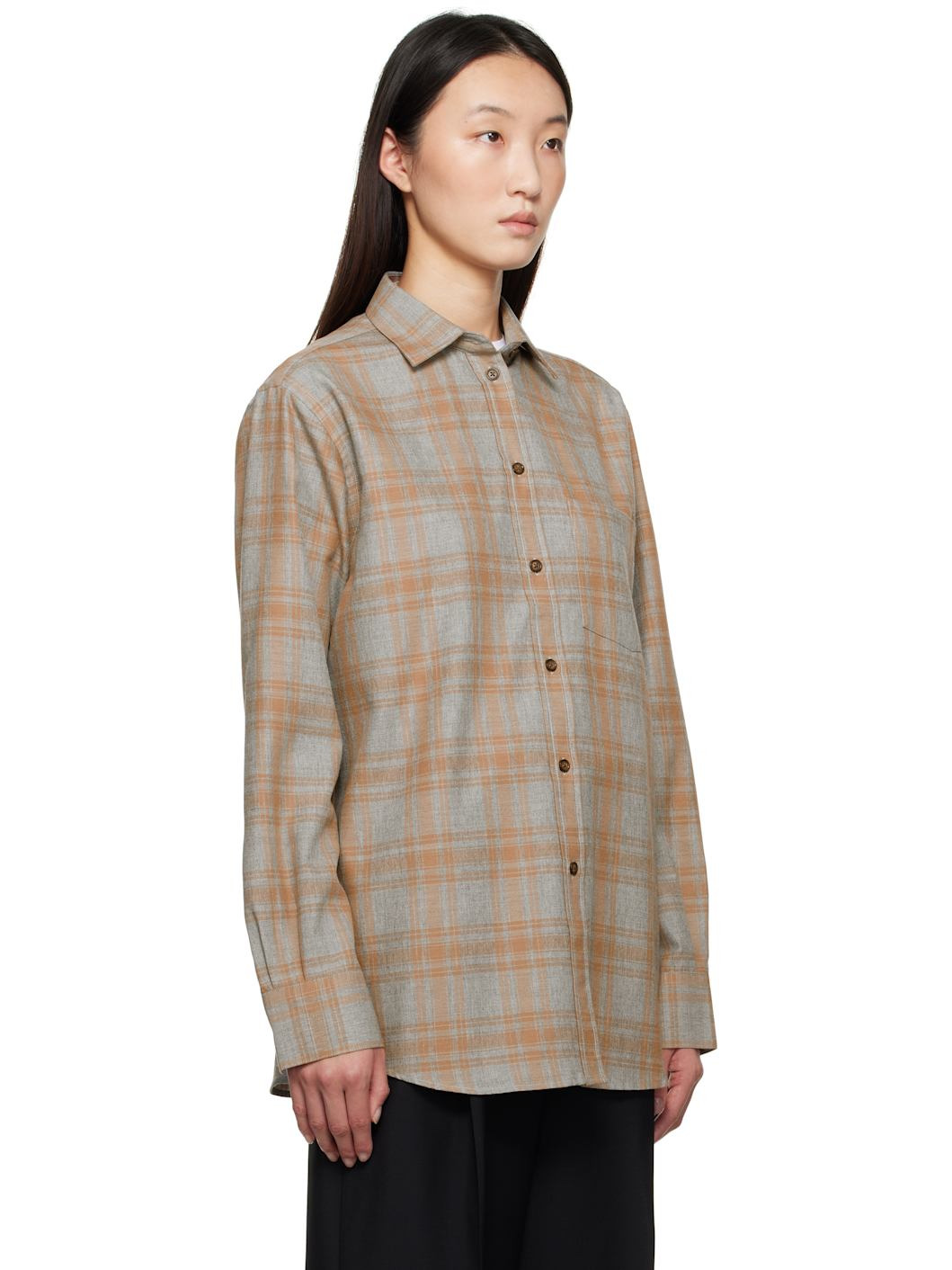 Gray & Tan Check Shirt - 2
